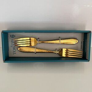 SET OF 6 Logan Gold DINNER FORKS Everyday TOWLE Stainless Steel - NWT